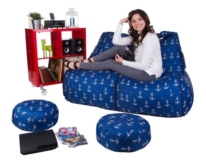 Sedací pytel s taburetky Montana Zipp (modrá)