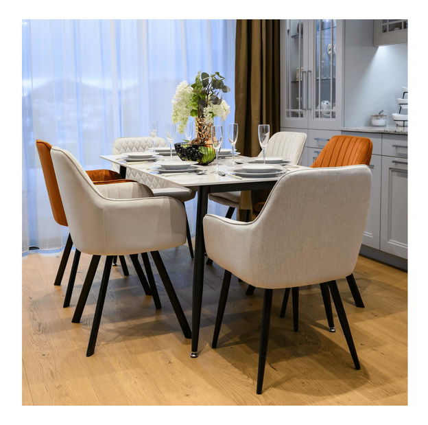 Jídelní stůl Fresia 2 (bílý mramor + černá) (pro 6 osob) *výprodej