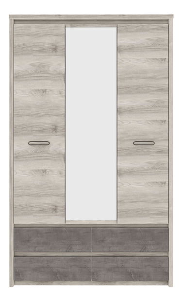 Šatní skříň Japon 2 (kaštan nairobi + onyx) (se zrcadlem)