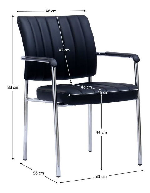 Konferenční židle Flos (černá ekokůže + chrom)