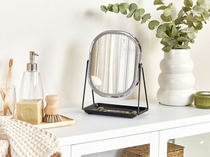 Kosmetické zrcadlo Dinora (stříbrná) (s LED osvětlením)