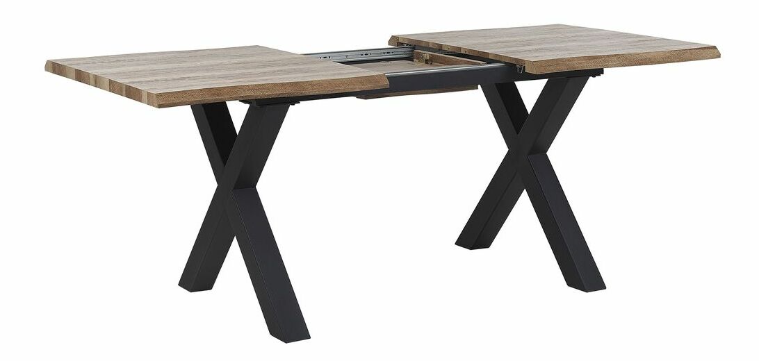 Jídelní stůl BORSON (tmavé dřevo + černá) (pro 4 až 6 osob)