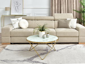 Konferenční stolek Armin Xl (bílý mramor + zlatá)