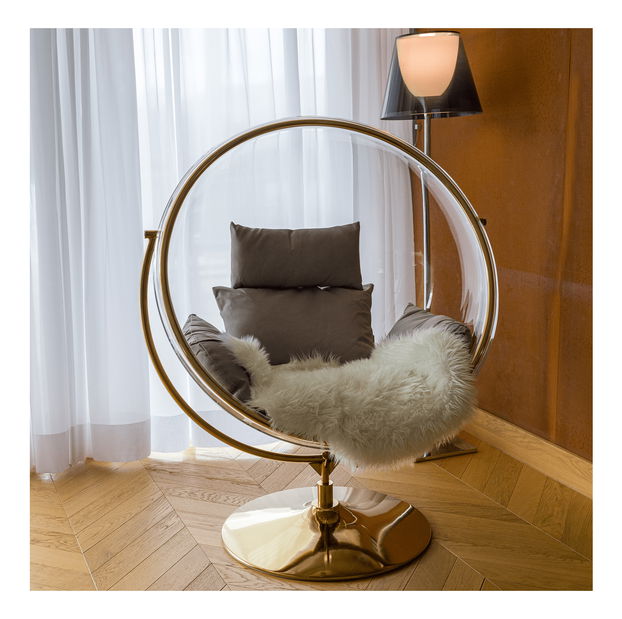 Závěsné křeslo Brynlee Typ 2 (šedá + zlatá + transparentní)