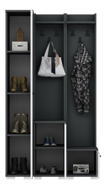 Předsíňová sestava Vipapo 1 (antracit + bílá)