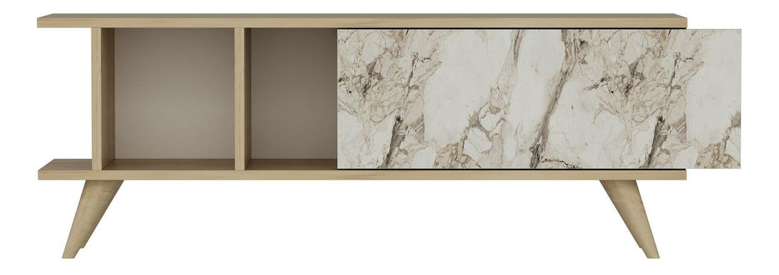 TV stolek/skříňka Tavuki (dub safírový + mramor)