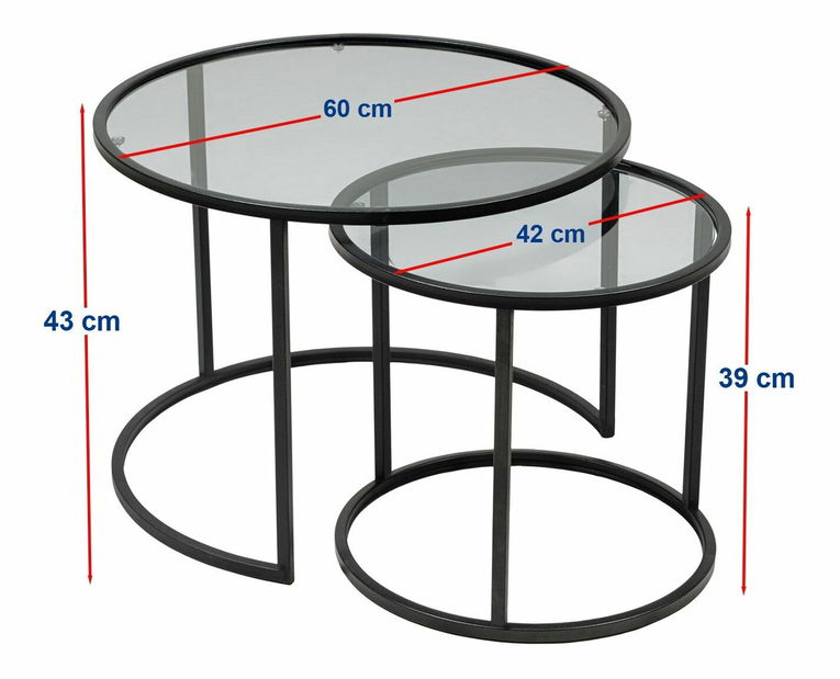 Set konferenčních stolků Tokijo (kouřová černá)