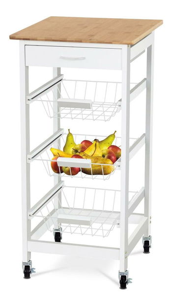 Servírovací stolek Dulcemente 1 (bambus + bílá matná)