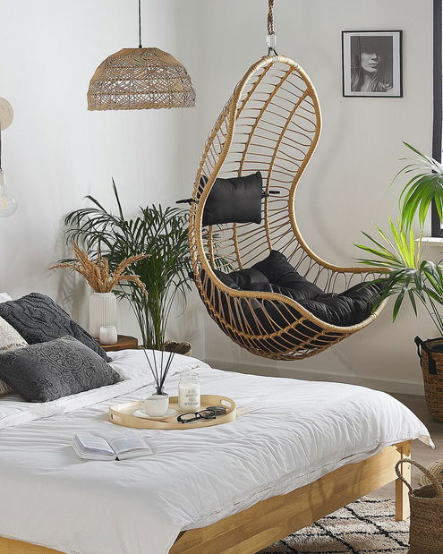 Závěsné křeslo PINOGRO (polyratan) (béžová)