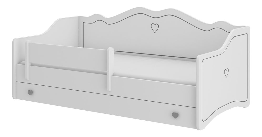 Dětská postel 160x80 cm Ester I (s roštem a matrací) (bílá + šedá + vzor)