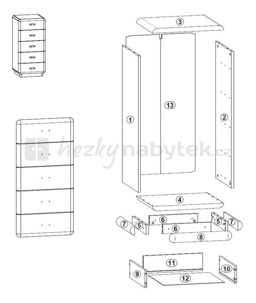 Komoda BRW Tauri KOM5S/11/5