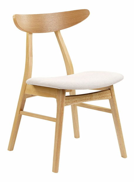 Set 2 ks jídelních židlí Lynza (světlé dřevo + světle béžová)