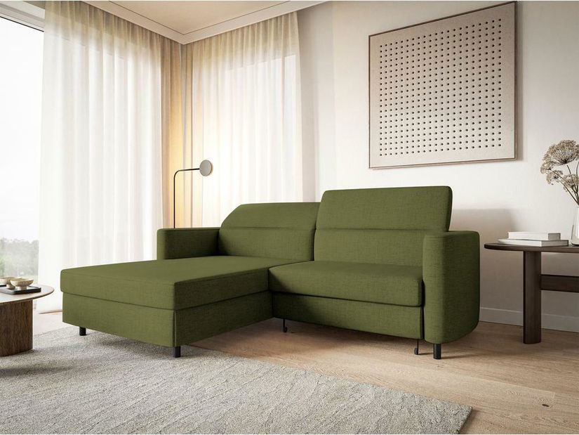 Rohová sedací souprava Buchu (L) (olivová + černá)