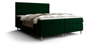 Manželská postel Boxspring 160 cm Flu Comfort (tmavě zelená) (s matrací a úložným prostorem)