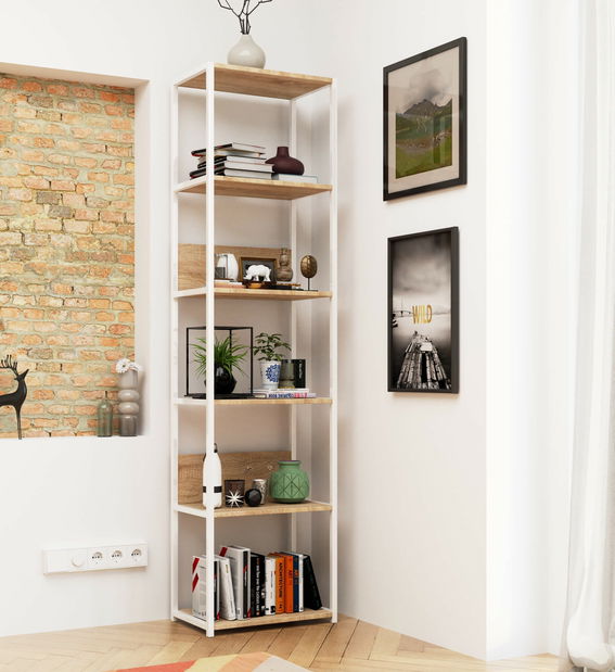 Regál Loriana II (bílá + dub sonoma)