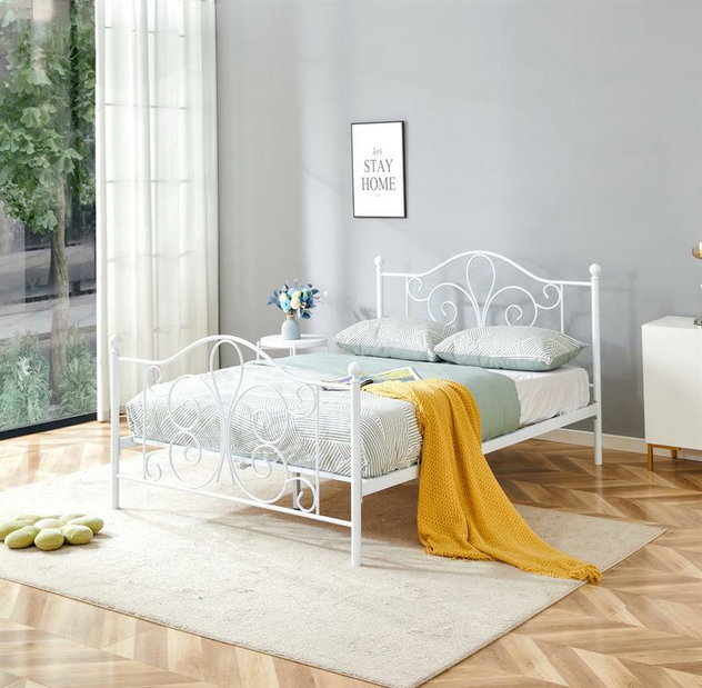 Manželská postel 140 cm Patience 140 (s úložným prostorem) (bez matrace) (bílá)