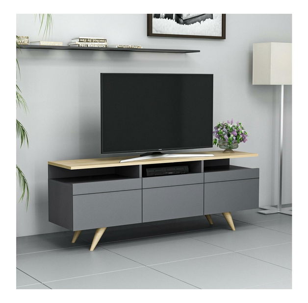 TV stolek/skříňka Vulema 2 (antracit + dub)