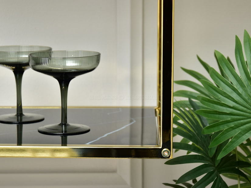 Regál Crips (černý mramor + zlatá)