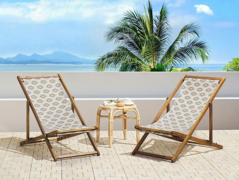 Set 2 ks zahradních lehátek s náhradními potahy Antio (krémová)