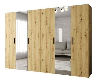 Šatní skříň 300 cm Borry 2 (dub artisan + černá)