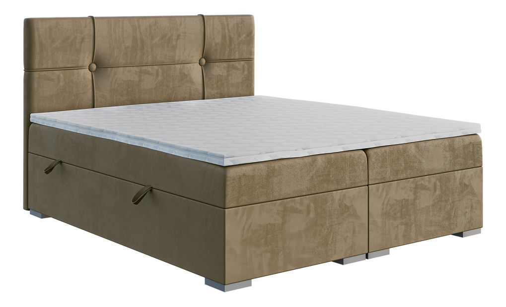 Jednolůžková boxspring postel 120 cm Gal (tmavobéžová) (s matrací a úl. prostorem)