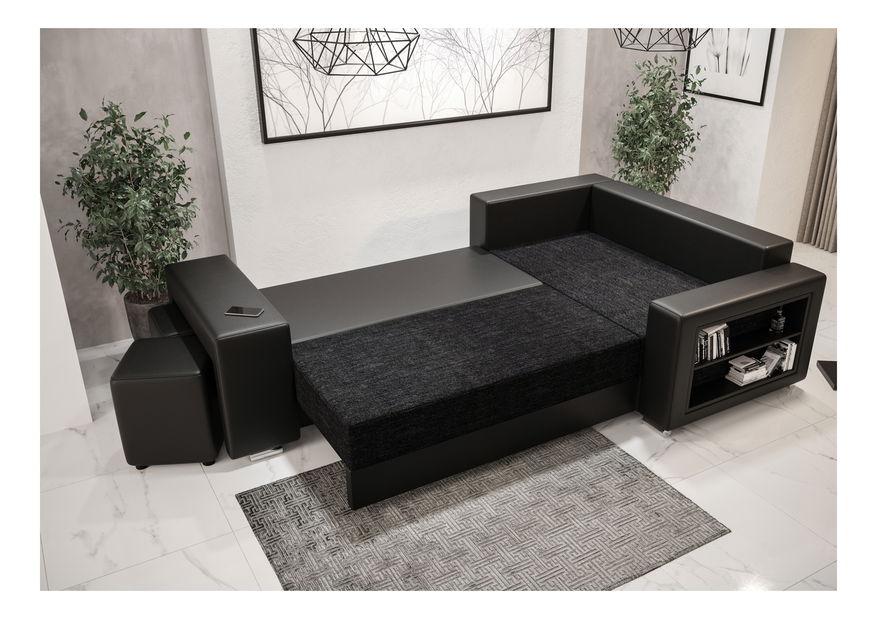 Rohová sedací souprava Lush (hnědá + tmavě hnědá) (L)