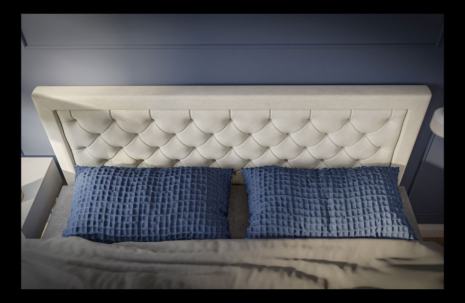 Boxspring postel 160 cm Bohem (slonovinová) (s matrací a úl. prostorem)