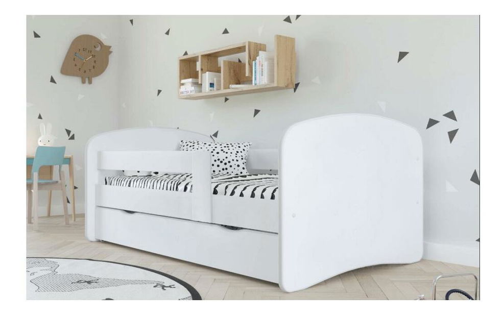 Jednolůžková postel 80 cm Carecen (bílá) (s roštem) (s úl. prostorem)