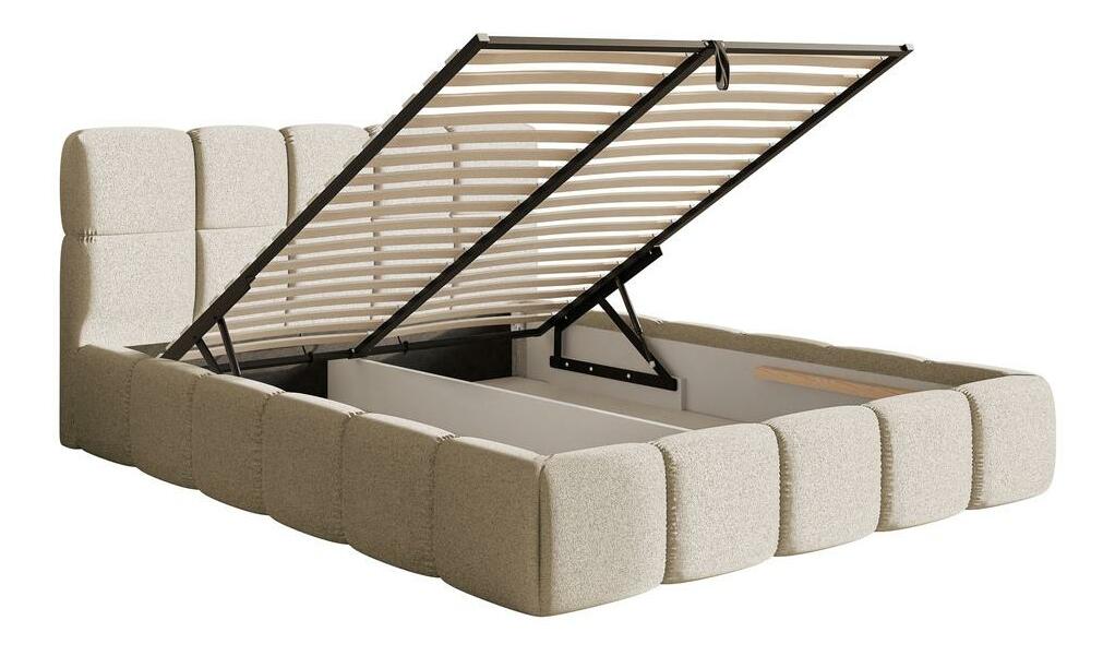 Manželská postel 180 cm Cirsten (s roštem) (s úl. prostorem) (světlobéžová)