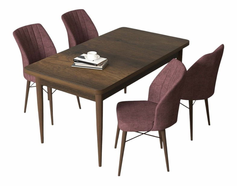 Jídelní set Arpo (ořech barokní + růžová) (pro 4 osoby)