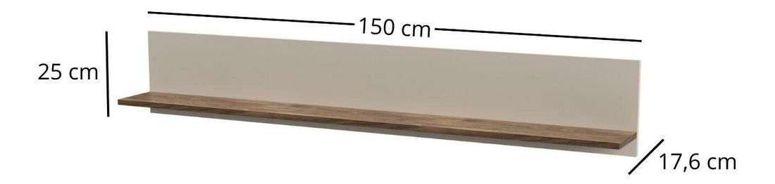 Nástěnná police Eliminados (kašmír + dub castello)