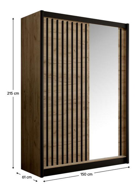 Šatní skříň LADLER (černá + dub CRAST)