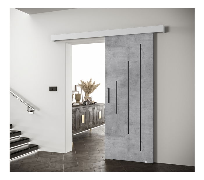 Posuvné dveře 90 cm Sharlene Y (beton + bílá matná + černá)