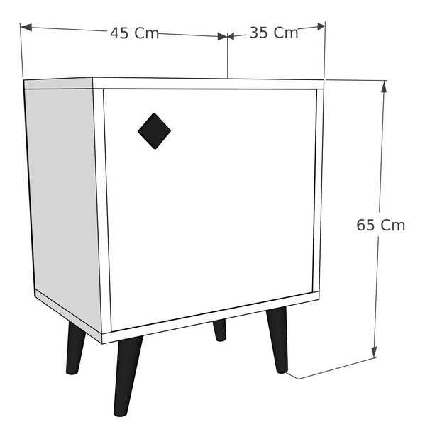 Noční stolek Helsinky (Hiteak + Kámen)