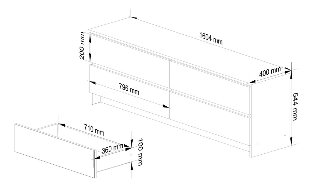 Komoda Koa V (bílá + šedá)