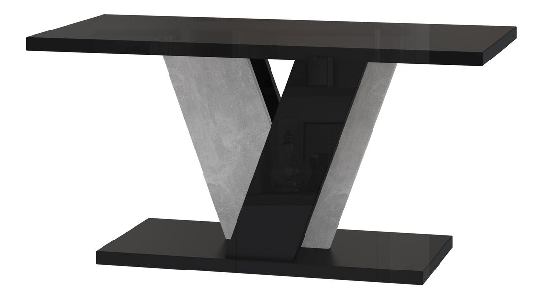 Konferenční stolek Venag (lesk černý + kámen)