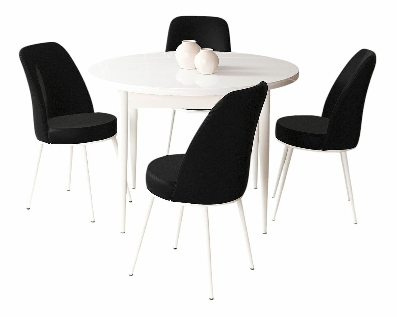 Jídelní set Torra (bílá + černá) (pro 4 osoby)