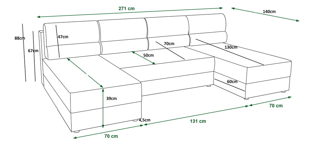 Rohová sedací souprava U Radiant U1 (černá + šedá)