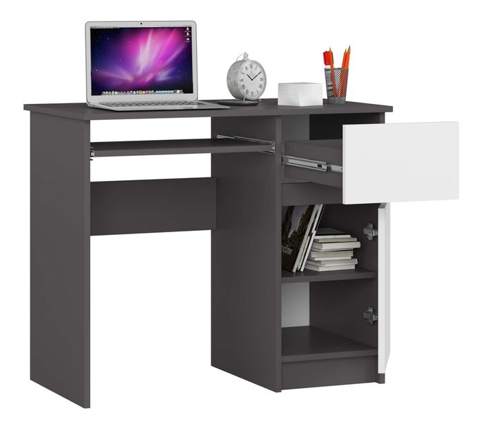 PC stolek Bhaskar (šedá + bílá) (P)