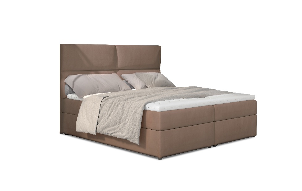 Boxspring postel 185 cm Alyce (hnědá) (s matracemi)