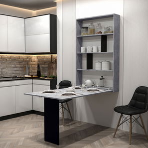 Moderní nástěnný stůl Elvana (beton/černý) *bazar