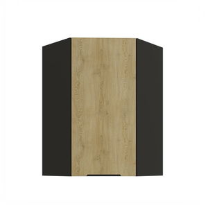 Rohová horní kuchyňská skříňka Carminia 60x60 GN-90 1F (45) (dub cremona + černá)