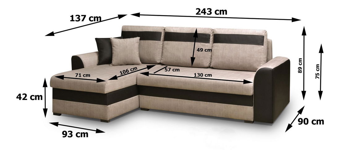 Rohová sedačka Madlyn (hnědá + tmavě hnědá) (P)