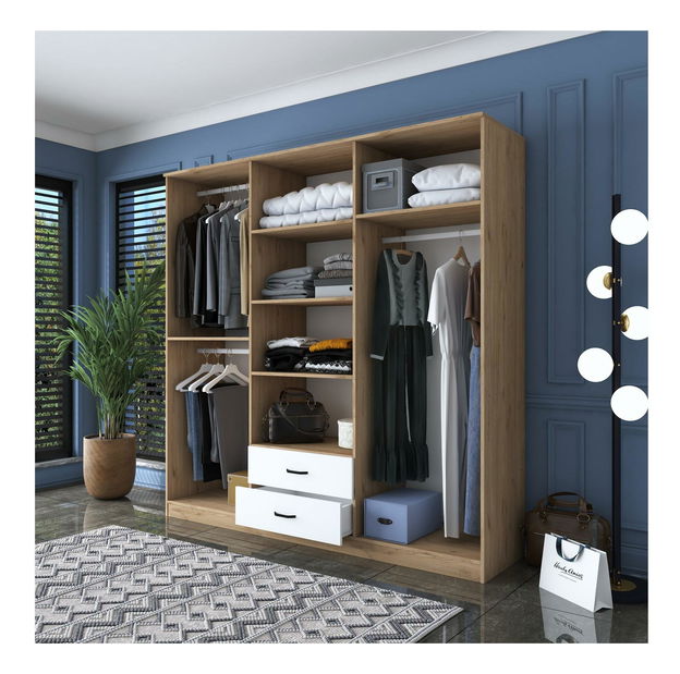 Šatní skříní Bastet 111 (ořech + bílá)