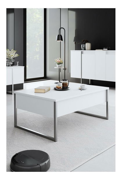 Sestava nábytku do obývacího pokoje Luna 1 (bílá + stříbrná)