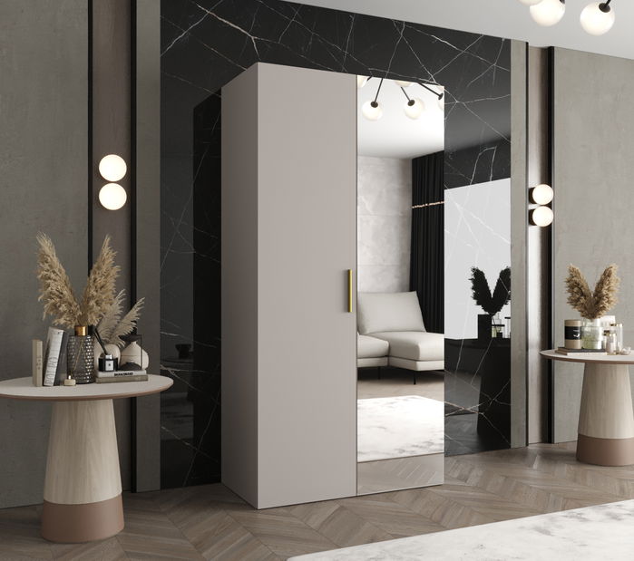 Šatní skříň 100 cm Borry 2 (kašmír + zlatá)