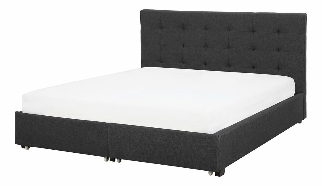 Manželská postel 180 cm ROLLA (s roštem a úl. prostorem) (tmavě šedá) *výprodej