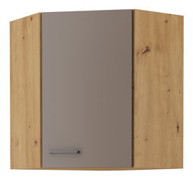 Rohová horní kuchyňská skříňka Barb 58x58 GN-72 1F (dub artisan + truflová)