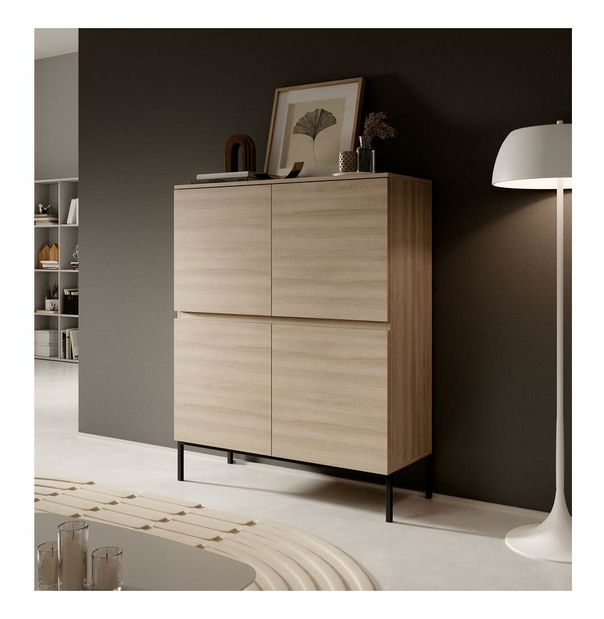 Skříňka Bennasi B1 (dub linberg + černá)