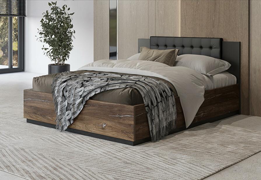 Manželská postel 140 cm Signat Typ30 (dub flagstaff + černá matná)